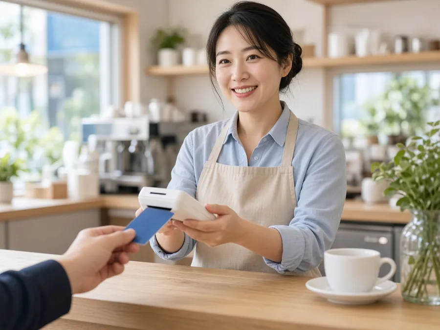 카드단말기로 결제를 받는 매장 사장님